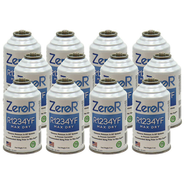 ZeroR<sup>®</sup> R1234YF MAX DRY AC Drying Agent - Prevents Rust & Corrosion - 12 Cans