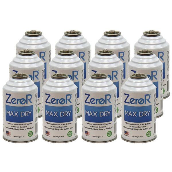 ZeroR<sup>®</sup> MAX DRY R134a & R12 AC Drying Agent - Prevent Rust & Corrosion - 12 Cans