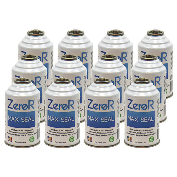 ZeroR<sup>®</sup> MAX SEAL AC Leak Stop for R134a & R12 - Patches Metal & Rubber! - 12 Cans