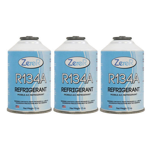 ZeroR<sup>®</sup> Genuine R-134a AC Refrigerant - Made in USA - (3) 12oz Cans