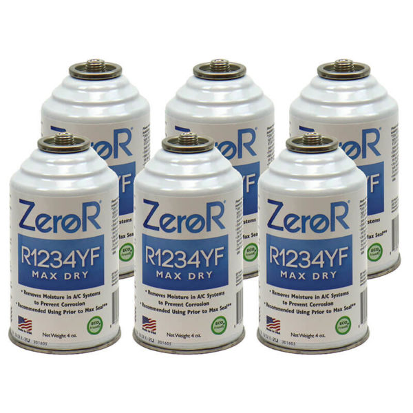 ZeroR<sup>®</sup> R1234YF MAX DRY AC Drying Agent - Prevents Rust & Corrosion - 6 Cans