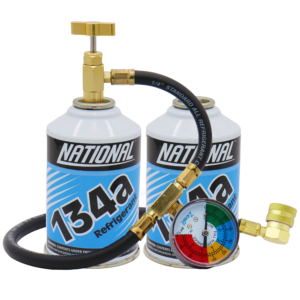 1 ZeroR R134a Heavy Duty Charging Hose with Gauge and 2 cans of 12oz R134a