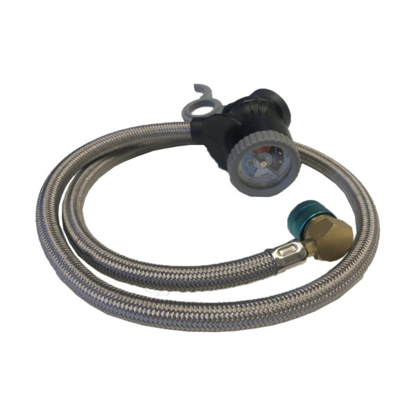 ZeroR Top Off Kit #2 - Genuine 8oz HFO-R1234YF Refrigerant (2 Cans) & Premium HD 36" Steel Braided Hose Can Tap with Gauge.
