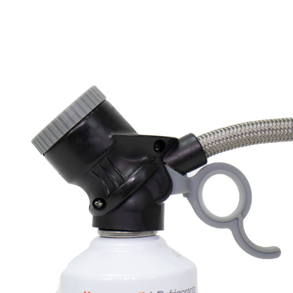 ZeroR Top Off Kit #4 - Genuine 8oz HFO-R1234YF Refrigerant (4 Cans) & Premium HD 36" Steel Braided Hose Can Tap with Gauge.