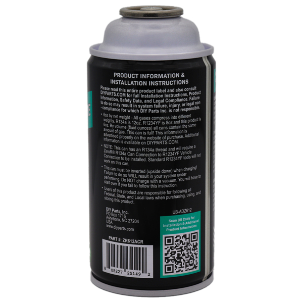 ZeroR® AC Recharge Refrigerant Kit for R134a Systems - Image 4