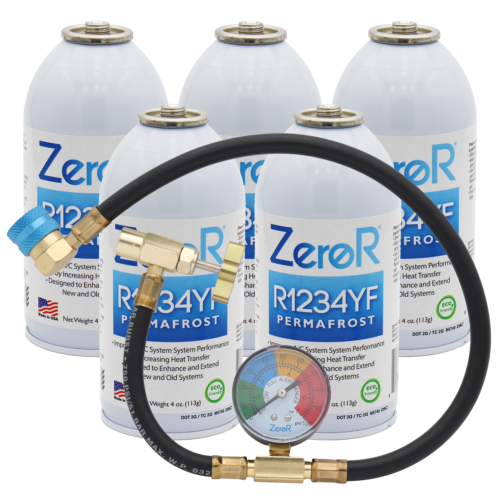 ZeroR® Performance Boost Kit for R1234YF MVAC Systems | 5 Cans + 24″ HD Can Tap & Gauge